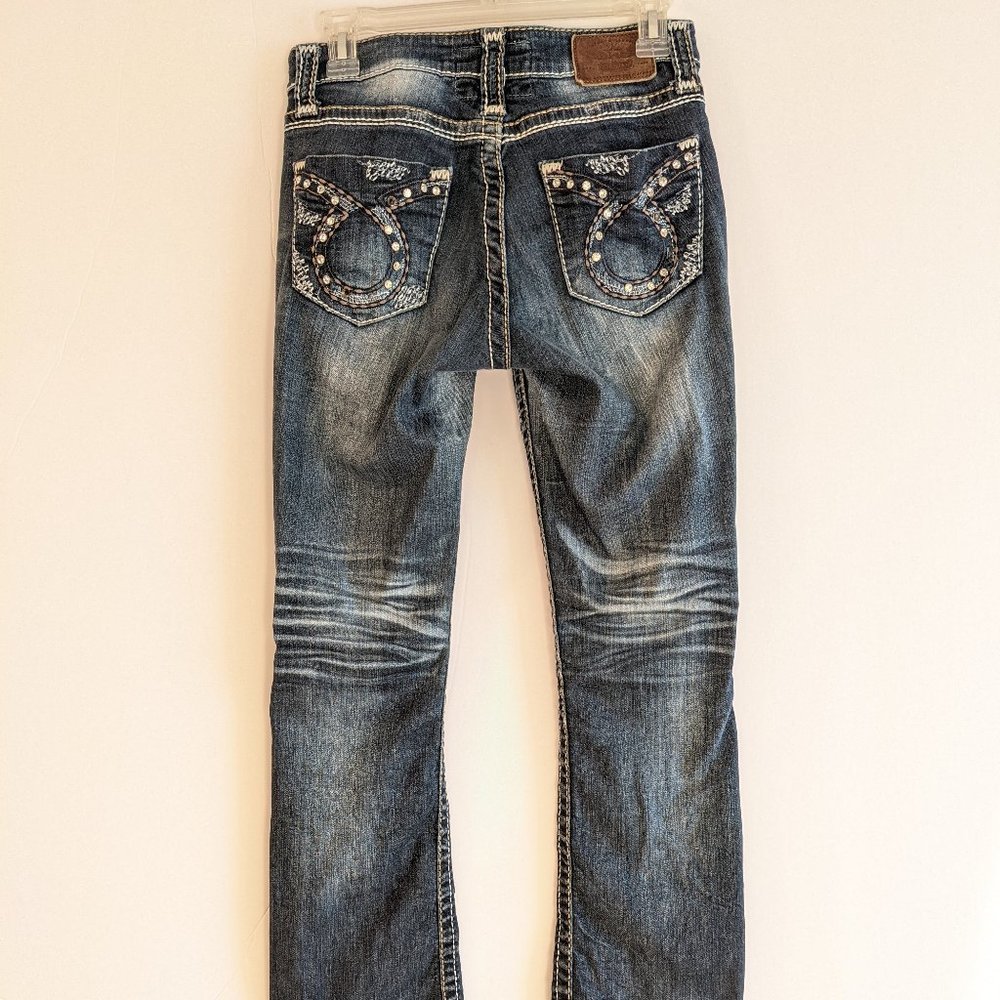 Big Star Maddie Bootcut Blue Jeans with Rhinestone Back Pockets Womens Size 26R